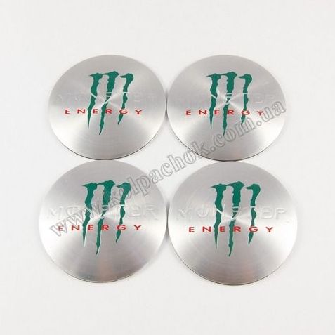 Наклейки для ковпачків на диски Monster Energy хром (56мм)