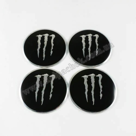 Наклейки для ковпачків на диски Monster Energy хром/2 (56мм)