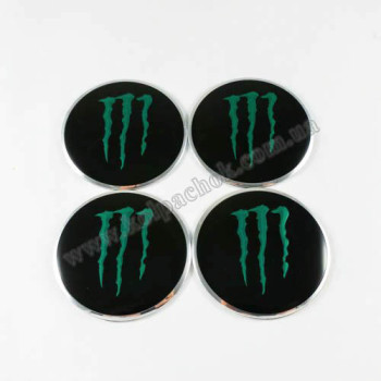 Наклейки для ковпачків на диски Monster Energy зелені (56мм)