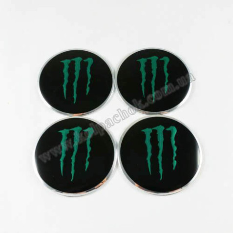 Наклейки для ковпачків на диски Monster Energy зелені (56мм)