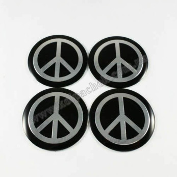 Наклейки для колпачков на диски Peace хром лого(56мм)