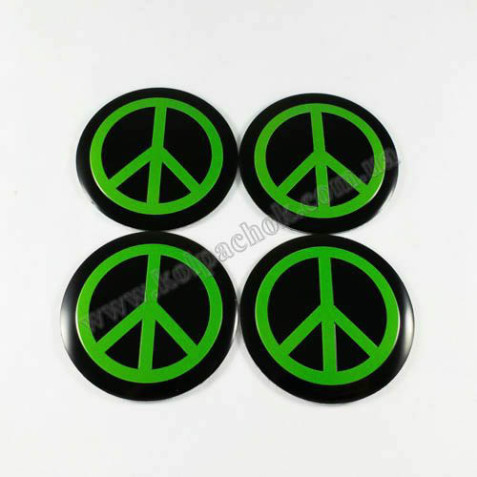 Наклейки для ковпачків на диски Peace зелений лого (56мм)