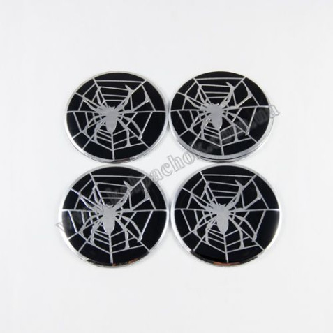 Наклейки для колпачков на диски Spider-Man черный (56мм)