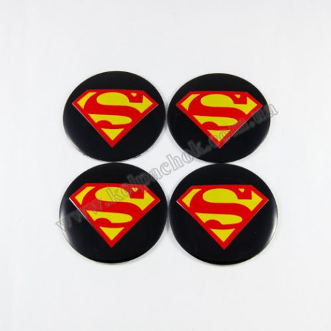Наклейки для ковпачків на диски Superman чорний (56мм)