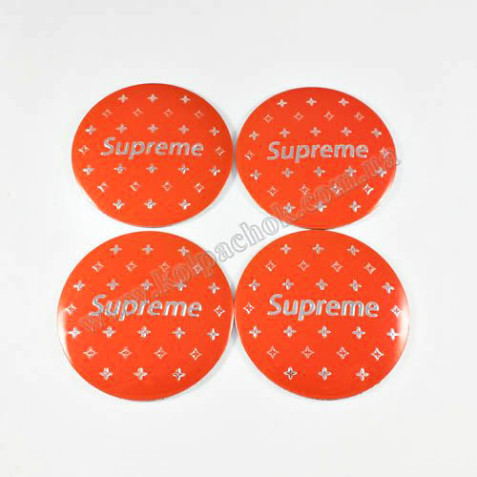Наклейки для ковпачків на диски Supreme червоні (56мм)