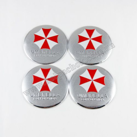 Наклейки для ковпачків на диски Umbrella Corporation сірі (56мм)